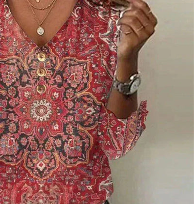 Elfriede | Damesblouse met bohemian print in oosterse stijl