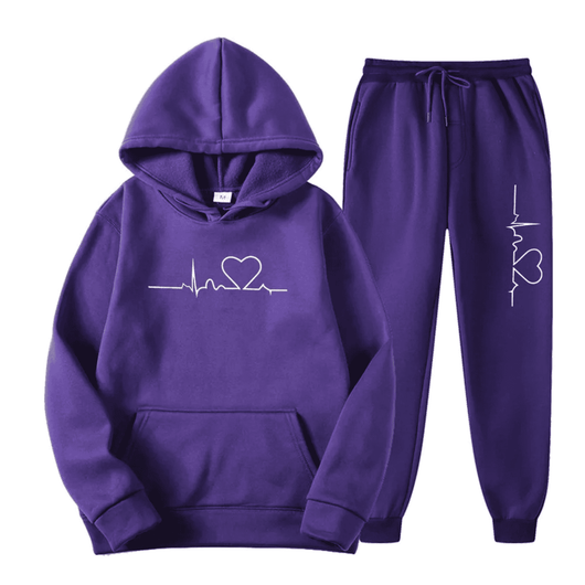 Edith | Dames set met hoodie en joggingbroek met hartslagmotief