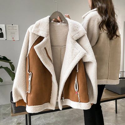 Helene | Zachte oversized dames mantel van imitatie-lamsvacht