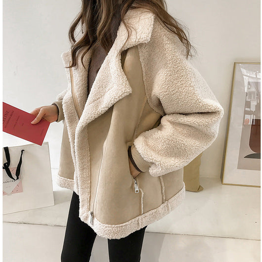 Helene | Zachte oversized dames mantel van imitatie-lamsvacht