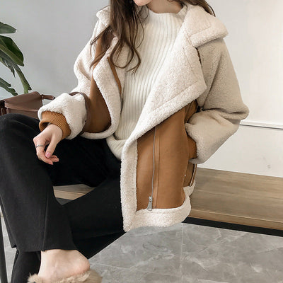 Helene | Zachte oversized dames mantel van imitatie-lamsvacht