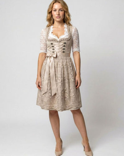 Leonie | Dames Oktoberfest dirndl met kanten blouse en bloemborduursel