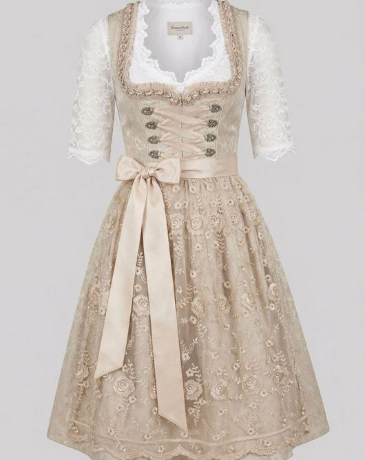 Leonie | Dames Oktoberfest dirndl met kanten blouse en bloemborduursel