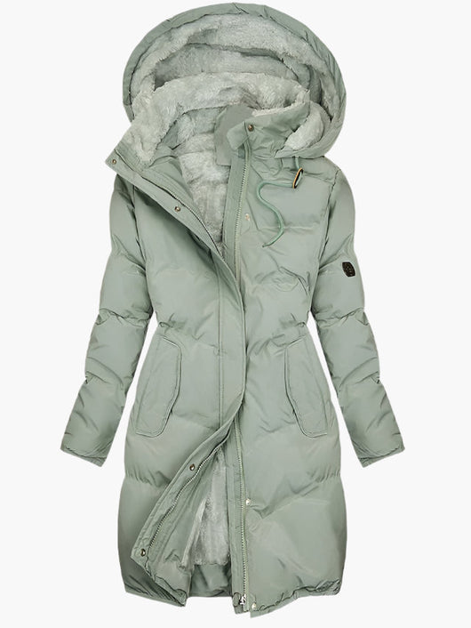 Emma | Lange dames winterjas met capuchon en imitatiebont