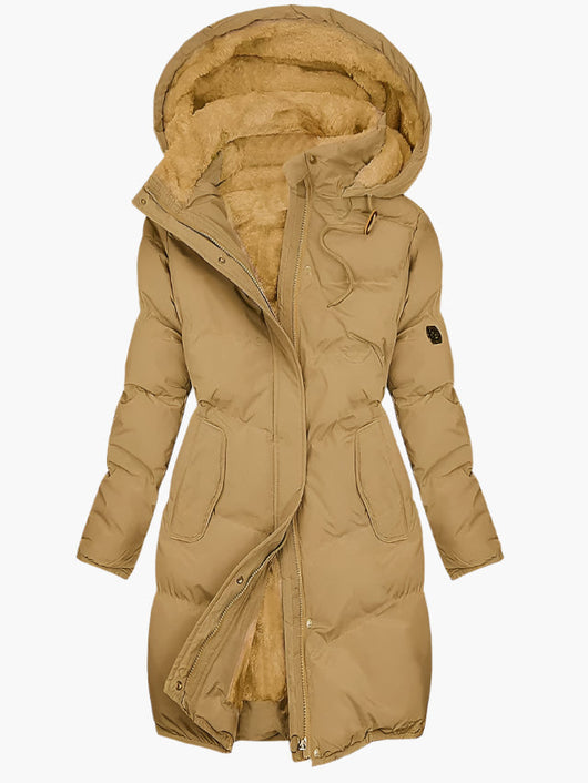 Emma | Lange dames winterjas met capuchon en imitatiebont