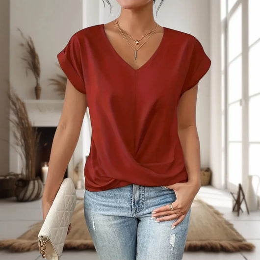 Elfriede | Elegante dames blouse met V-hals en gedraaide zoom