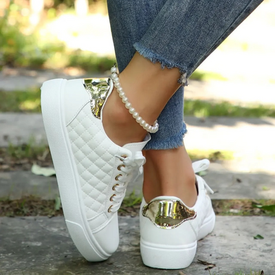 Marion | Casual dames sneakers met doorstikking en veters
