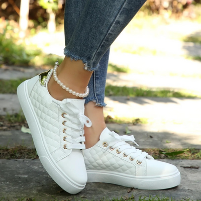Marion | Casual dames sneakers met doorstikking en veters