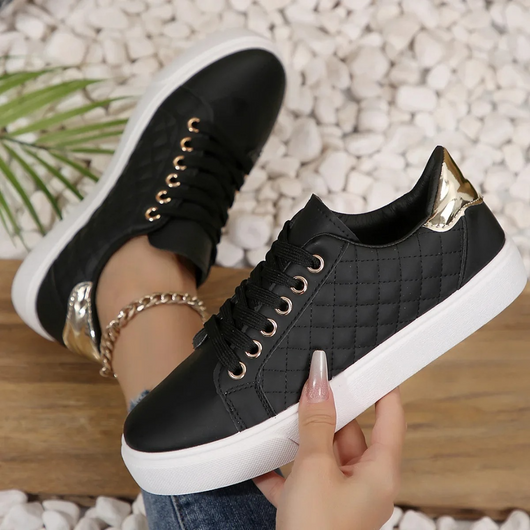 Marion | Casual dames sneakers met doorstikking en veters