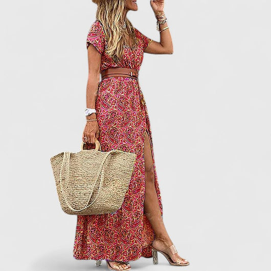 Anke | Casual dames boho maxijurk met V-hals