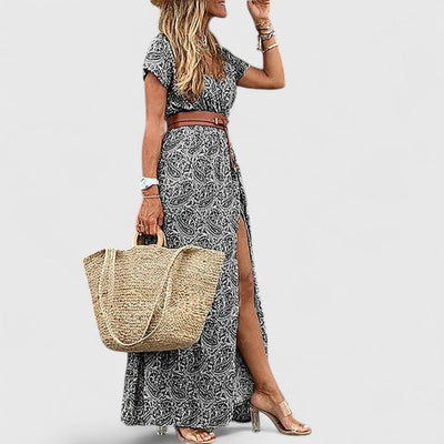 Anke | Casual dames boho maxijurk met V-hals