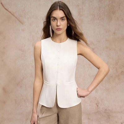 Nora | Mouwloos getailleerd elegant damesvest met knoopsluiting