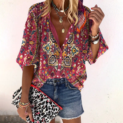 Isla boho blouse met trompetmouwen