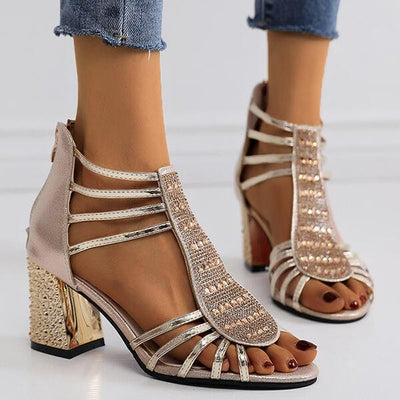 Isabella | Dames sandalen met bandjes, open neus en blokhak
