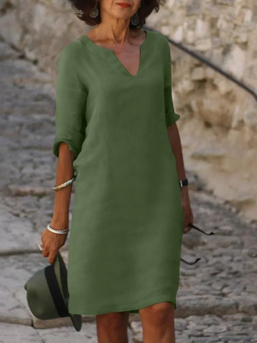 Natalie | Elegante dames midi-jurk met inkeephals