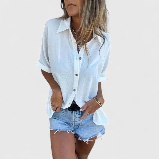 Helene | Losse dames blouse met korte mouwen