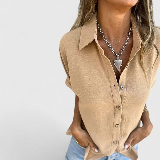 Helene | Losse dames blouse met korte mouwen