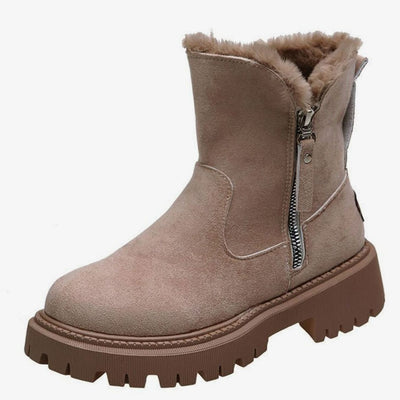 Emilia | Gevoerde dames winterlaarsjes in suèdelook met rits
