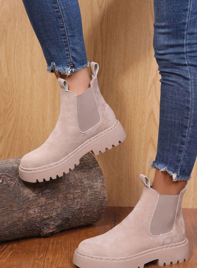 Greta | Dames chelsea boots met plateauzool in suèdelook
