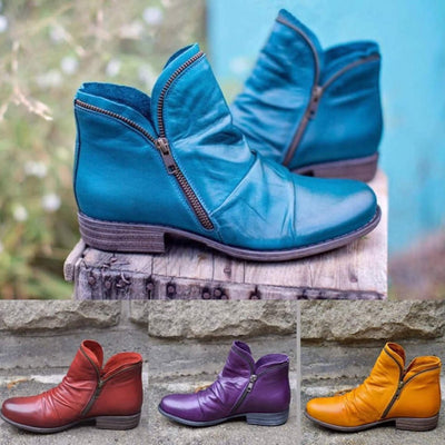 Charlotte | Dames enkellaarsjes met rits en geplooid detail voor herfst en winter