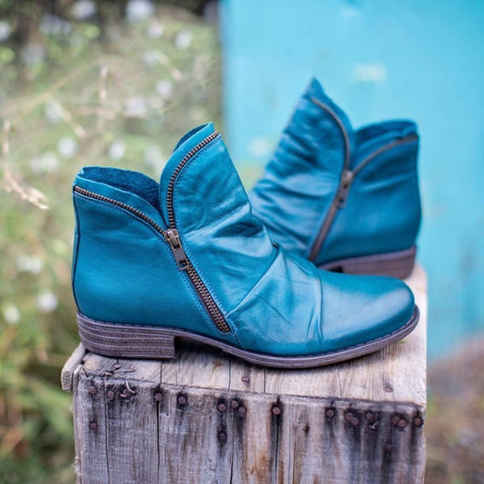 Charlotte | Dames enkellaarsjes met rits en geplooid detail voor herfst en winter