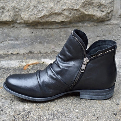 Charlotte | Dames enkellaarsjes met rits en geplooid detail voor herfst en winter