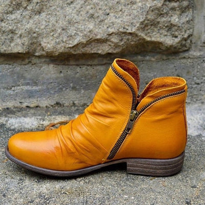 Charlotte | Dames enkellaarsjes met rits en geplooid detail voor herfst en winter