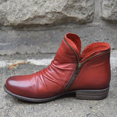 Charlotte | Dames enkellaarsjes met rits en geplooid detail voor herfst en winter