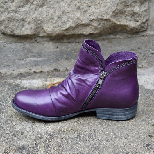 Charlotte | Dames enkellaarsjes met rits en geplooid detail voor herfst en winter