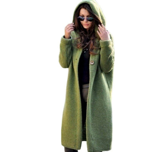 Amelie | Lang grofgebreid damesvest met capuchon