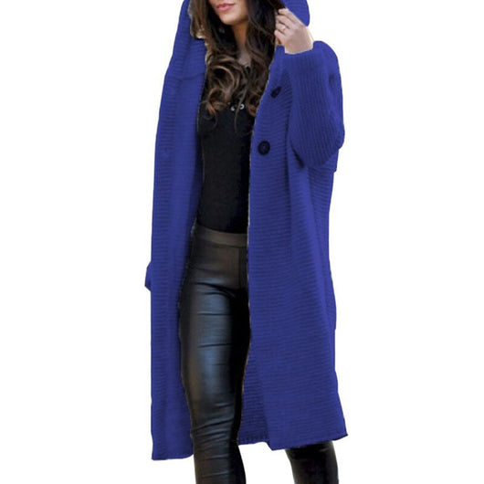 Amelie | Lang grofgebreid damesvest met capuchon