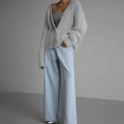 Mia | Oversized zacht dames vest met v-hals