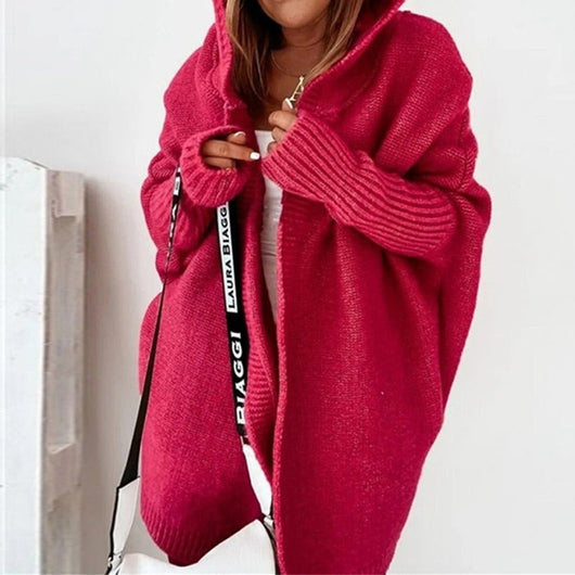 Annika | Oversized damesvest met capuchon en vleermuismouwen