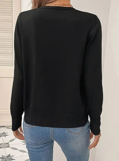 Marlene | Dames vest met v-hals, knoopsluiting en lange mouwen
