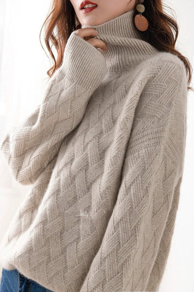 Charlotte | Heerlijk zachte oversized damestrui met col en kabelpatroon