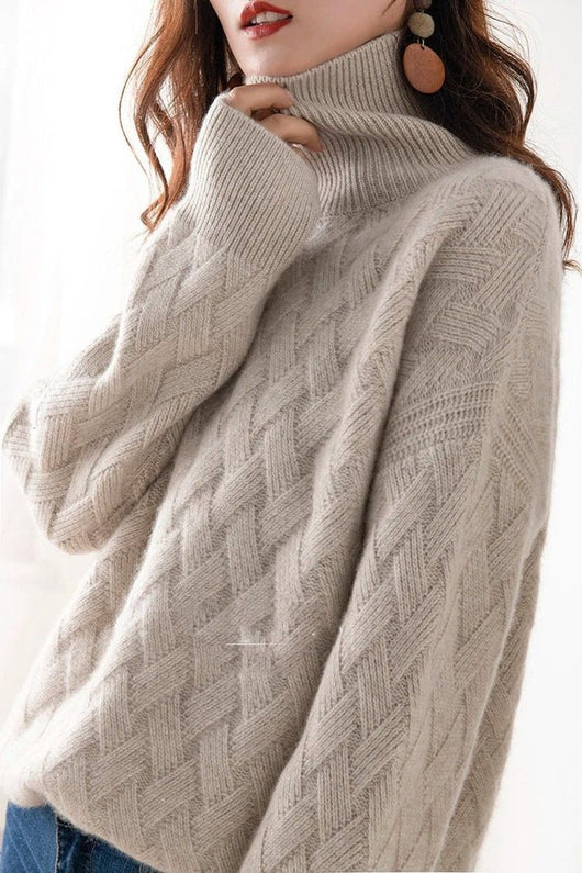 Charlotte | Heerlijk zachte oversized damestrui met col en kabelpatroon