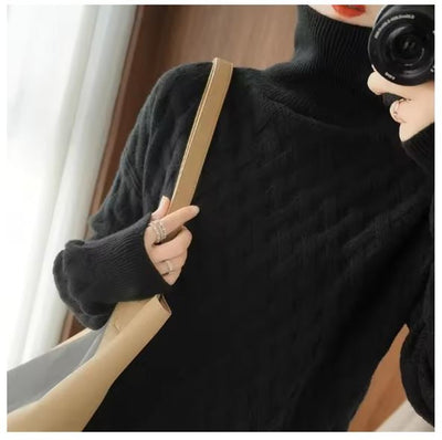 Charlotte | Heerlijk zachte oversized damestrui met col en kabelpatroon
