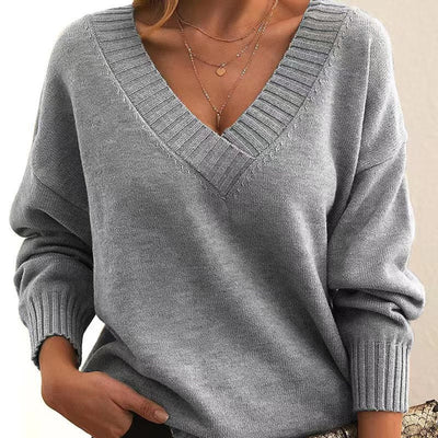 Katharina | Zachte oversized lange damestrui met V-hals