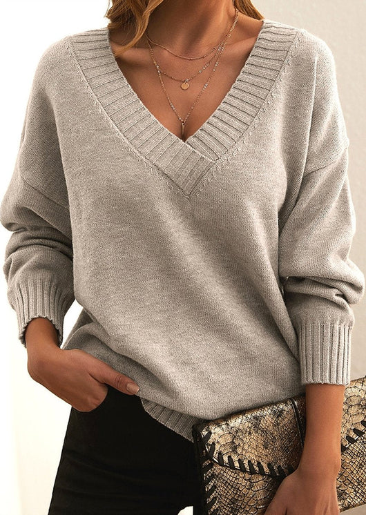 Katharina | Zachte oversized lange damestrui met V-hals
