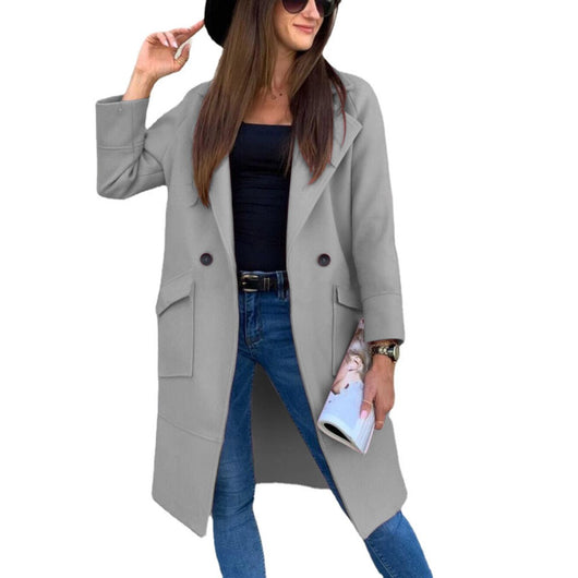 Mia | Elegante dubbelrijige dames trenchcoat met reverskraag