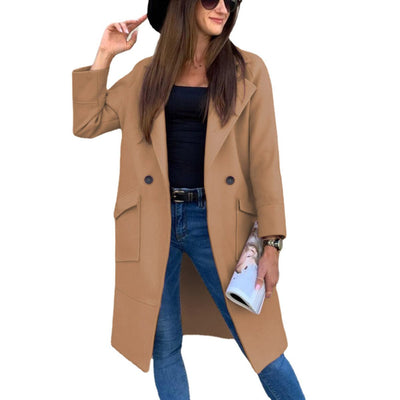 Mia | Elegante dubbelrijige dames trenchcoat met reverskraag