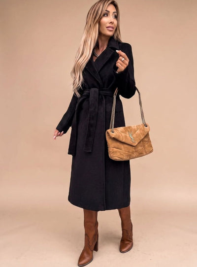 Charlotte | Elegante lange dames trenchcoat met bindceintuur en reverskraag