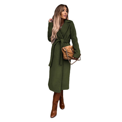 Elisabeth | Elegante lange dames trenchcoat met bindceintuur
