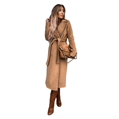 Elisabeth | Elegante lange dames trenchcoat met bindceintuur