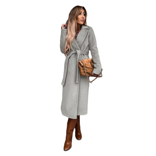 Elisabeth | Elegante lange dames trenchcoat met bindceintuur