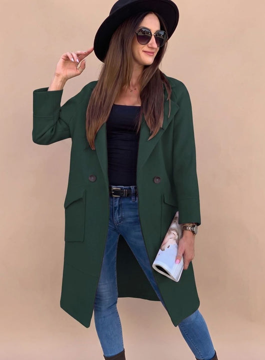 Marlene | Elegante dubbelrijse dames trenchcoat met reverskraag en zakken