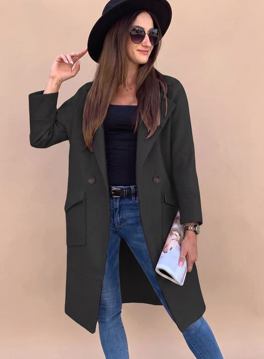 Marlene | Elegante dubbelrijse dames trenchcoat met reverskraag en zakken