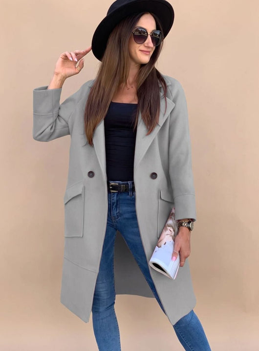 Marlene | Elegante dubbelrijse dames trenchcoat met reverskraag en zakken