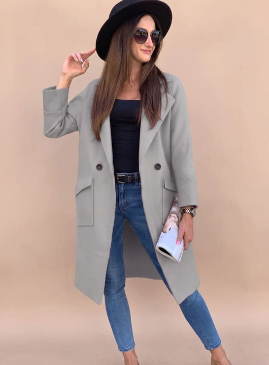 Marlene | Elegante dubbelrijse dames trenchcoat met reverskraag en zakken
