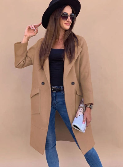 Marlene | Elegante dubbelrijse dames trenchcoat met reverskraag en zakken